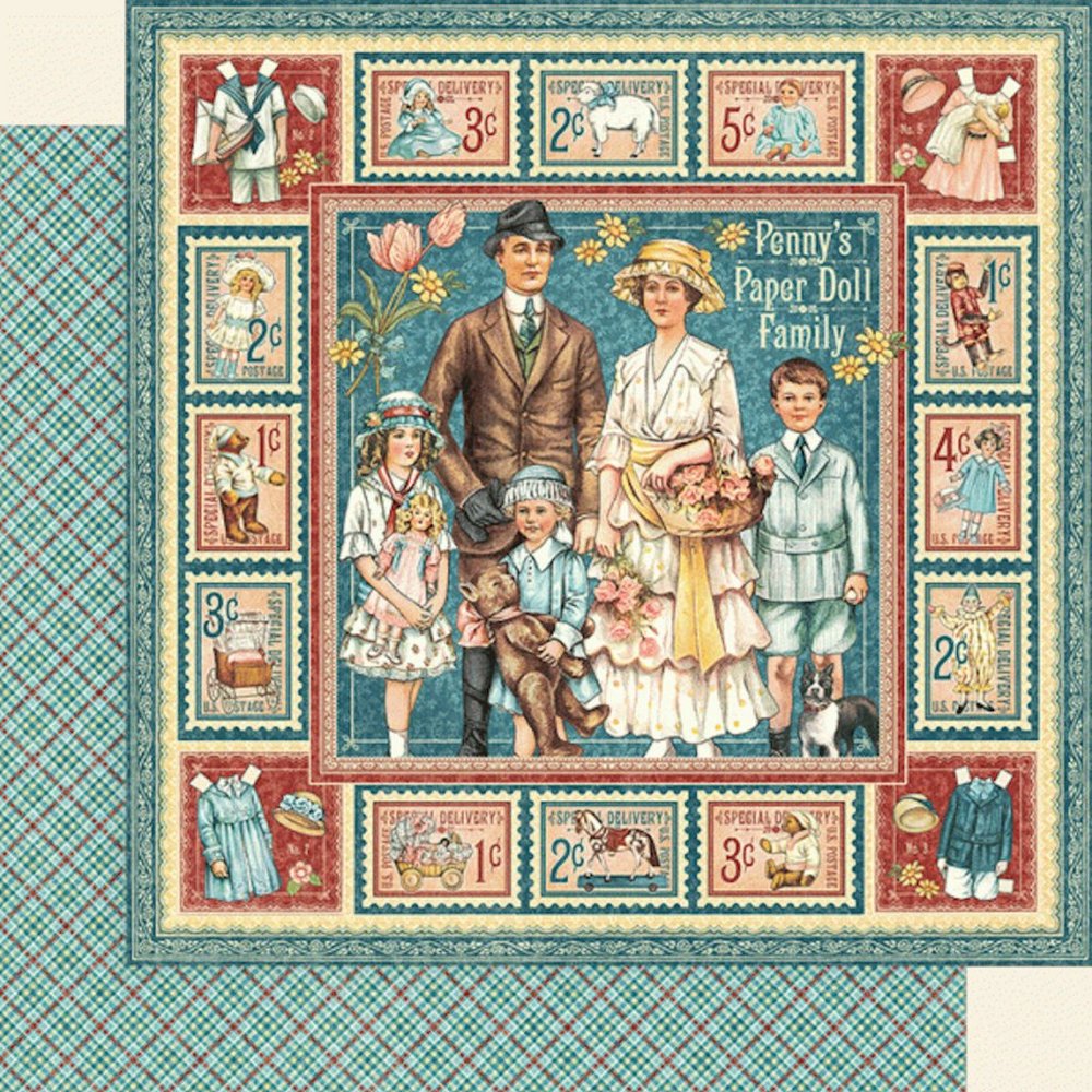 Graphic 45 Penny's Paper Doll Family-Single Sheets